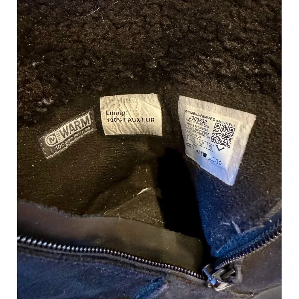 Merrell Icepack 2 Zip Polar Waterproof Snow Boot Black Suede Leather Size 6 $180